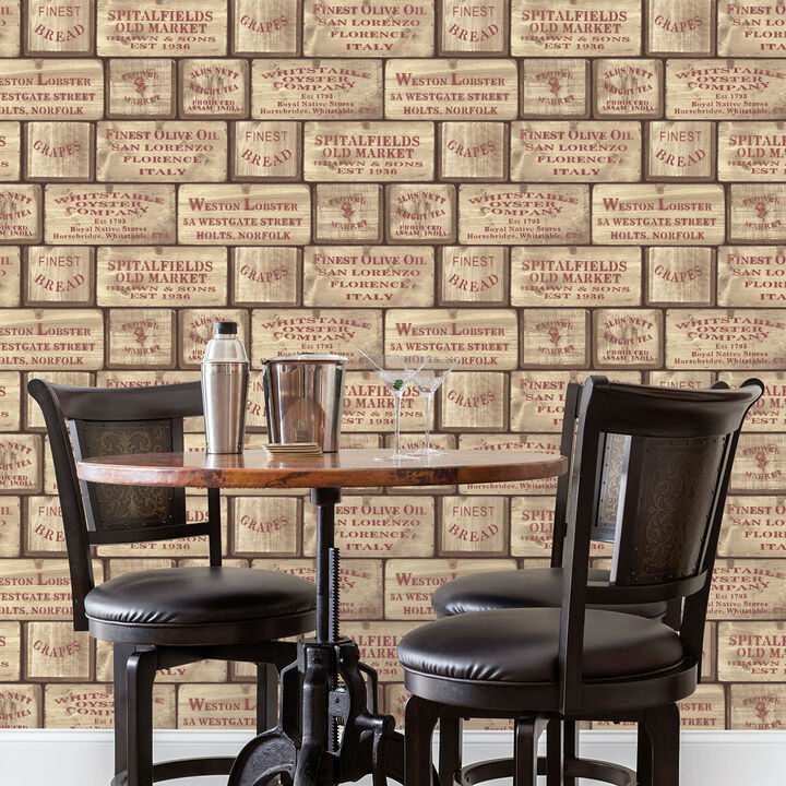 Kitchen Recipes Wood Beige Wallpaper G12306