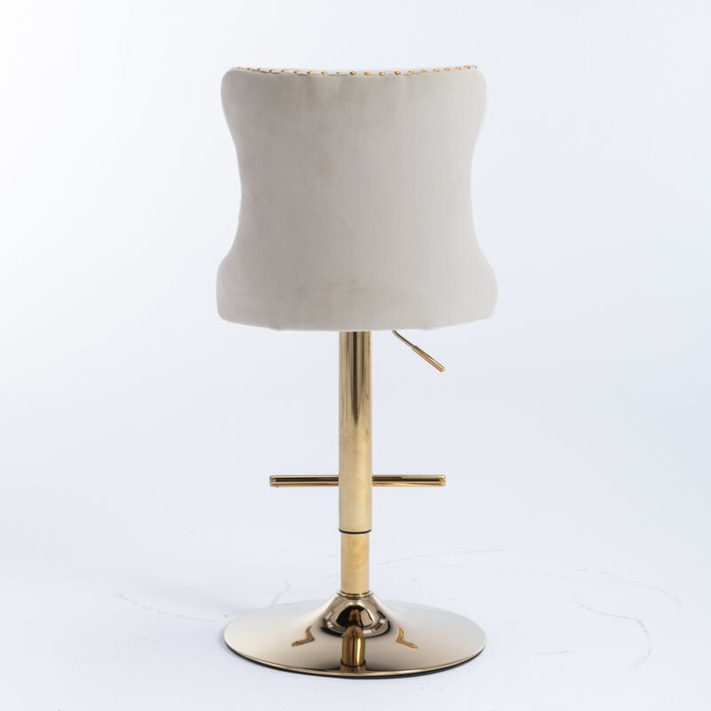 Streamdale Adjustable Swivel Velvet Bar Stools Set of 2 image number 7