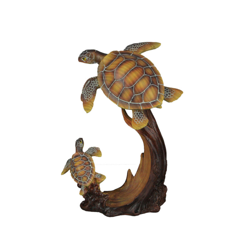 Sea Turtle Family Sculpture Home Decor Statue Desk Shelf Coastal Resin Figurine image number 0