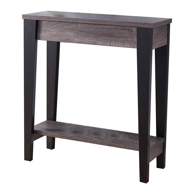 Wooden Console Table With Bottom Shelf, Black And Gray