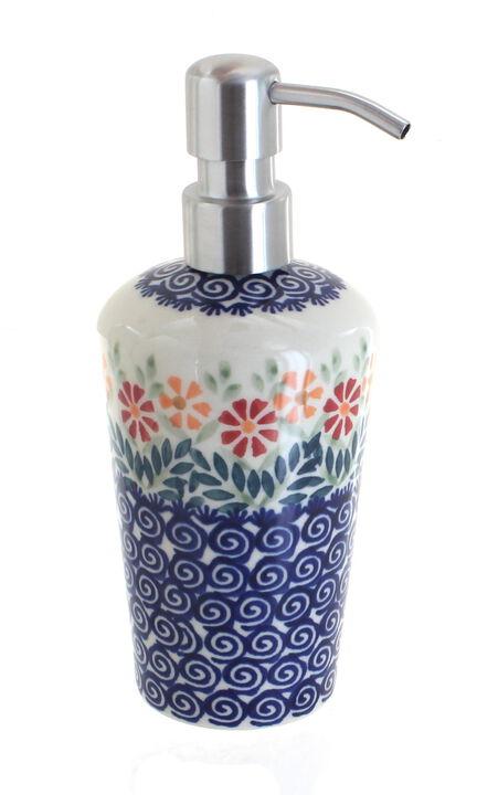 Blue Rose Polish Pottery Periwinkle Soap Dispenser