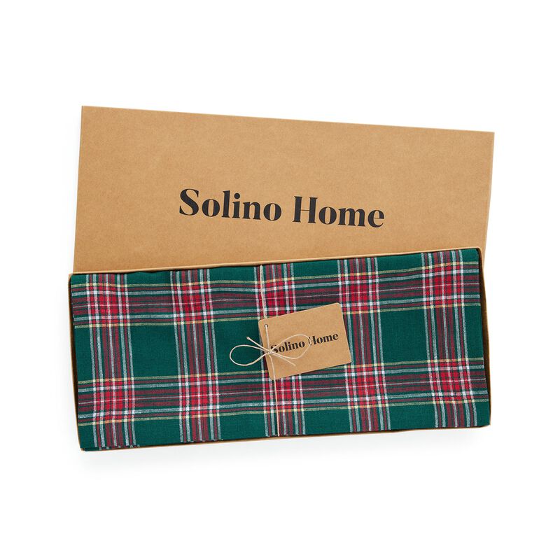 Linen Table Runner - Green Tartan Plaid image number 3