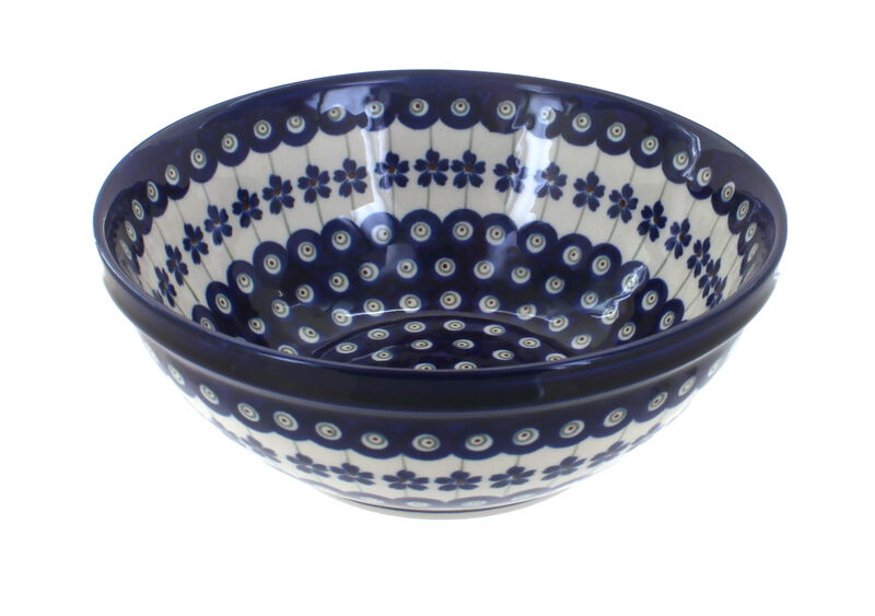 Blue Rose Polish Pottery Stars & Stripes Medium Serving Bowl