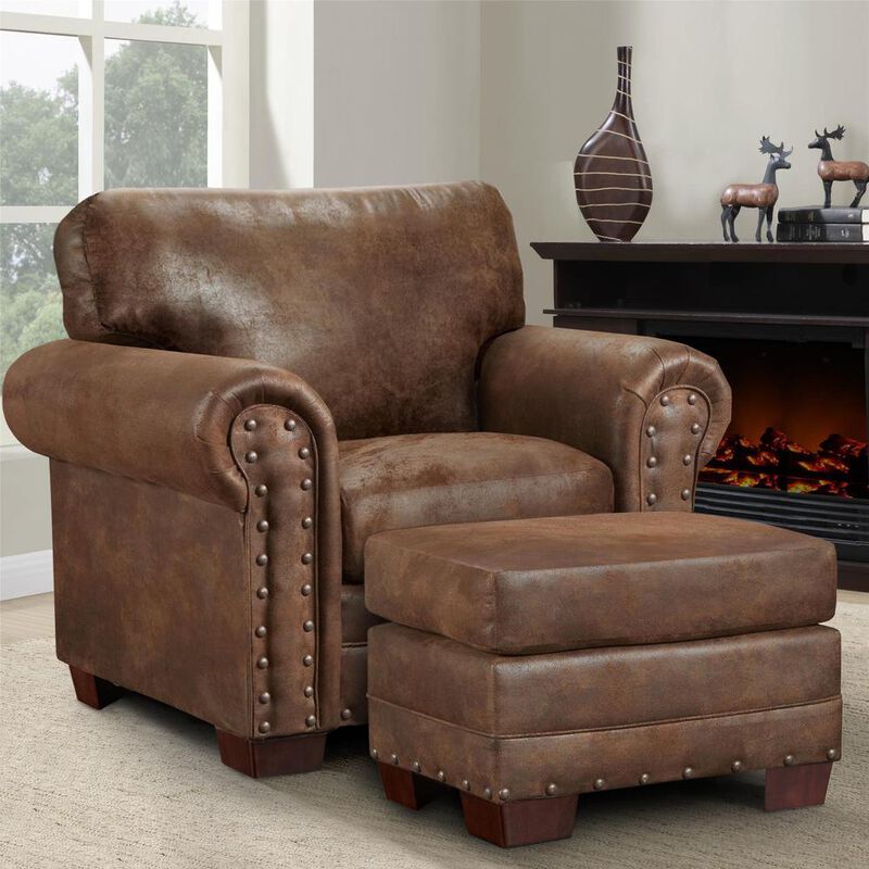 American Furniture Classics Buckskin Armchairs with Matching Ottoman