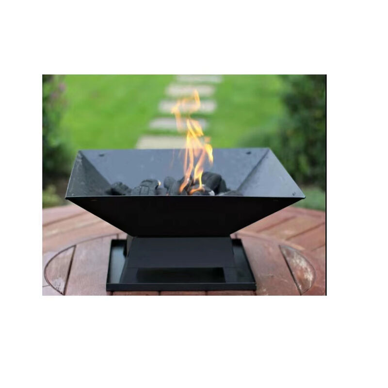 Garden Fire Pit & BBQ Grill &ndash; Portable Square Outdoor Heater with Wood Stove image number 3