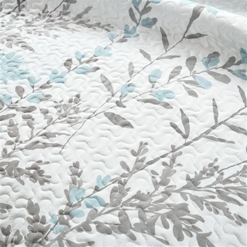 Floral Lightweight 3-Piece Quilt Set in Thin Polyester Fabric For Bedroom