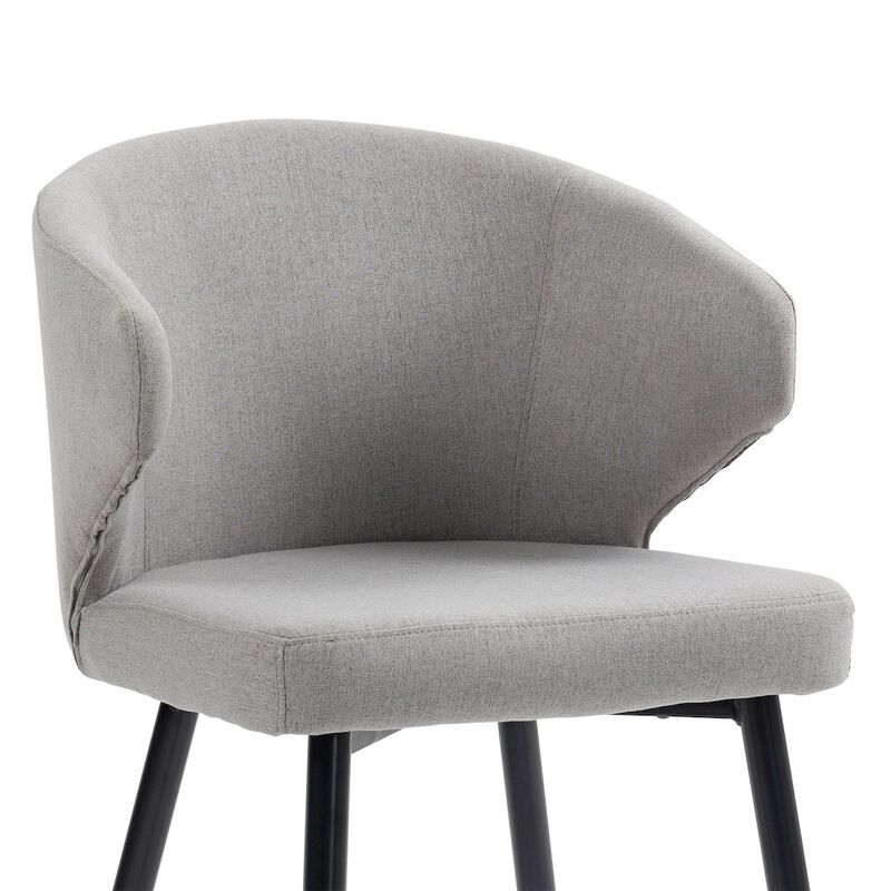 Glamour Home Set of 2 Bard Gray Fabric Dining Chair with Black Iron Legs