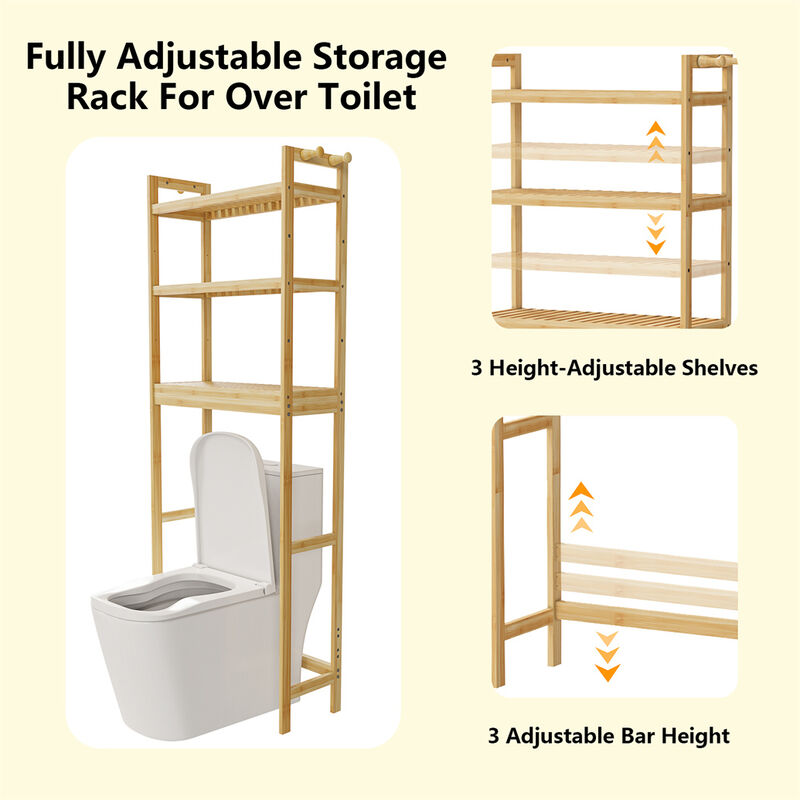 Over Washing Machine Space Saving Bamboo Storage Rack 3 Shelves Laundry Utility image number 6