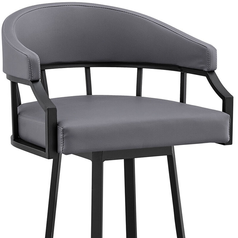 Hivvago 26 Inch Slate Gray and Black Steel Low Back Counter Height Swivel Bar Chair