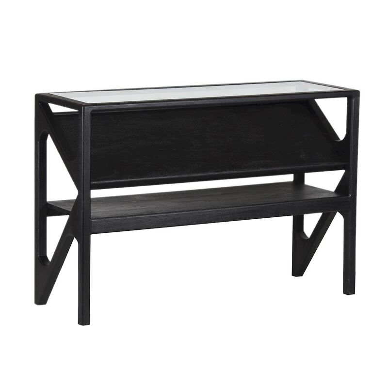 Porter Designs Canberra Solid Mango Wood Console Table, Black