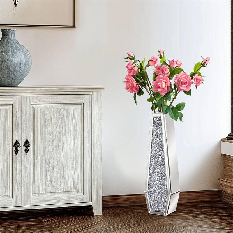 Tall Crushed Diamond Floor Vase Luxury Container for Dried Flower Arrangements image number 8