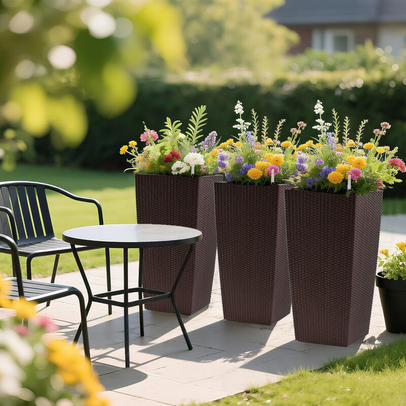 WOW PIONEER 30 Inch Tall Large Self-Watering Planter Pot with Drainage Holes, Inner Trays, Water Level Monitor for Indoor Outdoor Garden Patio Porch Backyard image number 7