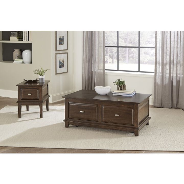 Lexicon Minot Asian Hardwood End Table in Brown Cherry