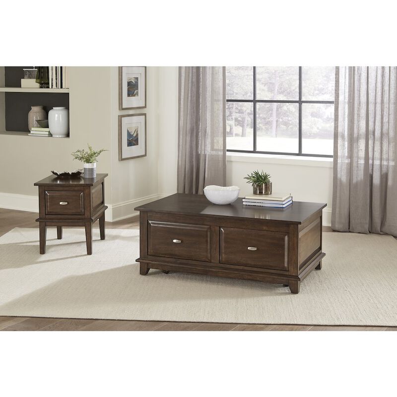 Lexicon Minot Asian Hardwood End Table in Brown Cherry