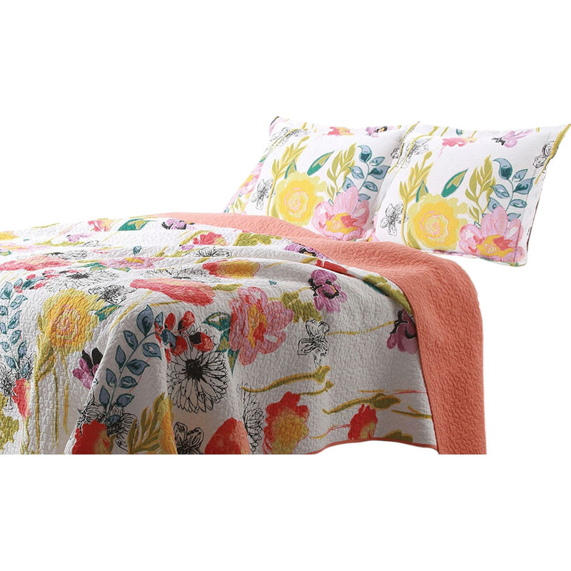 3-Piece Cotton Quilt Set with Floral Pattern – Elegant Bedding