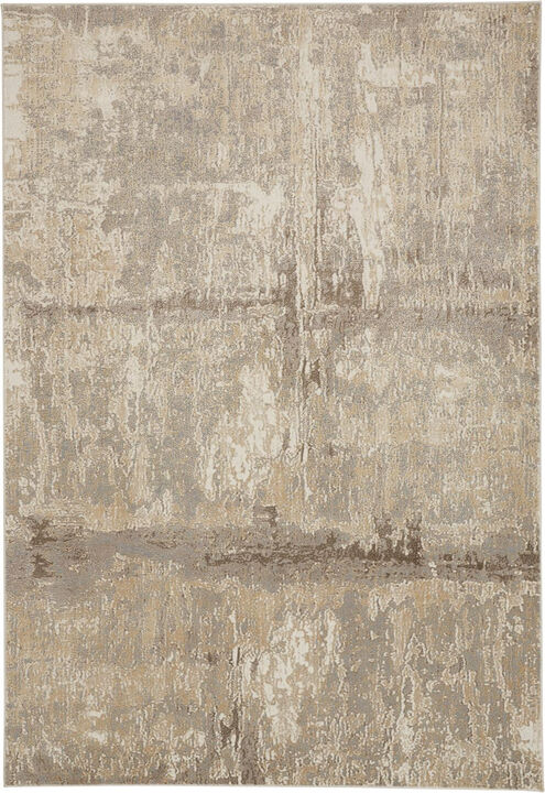 4 X 6 Tan Ivory And Brown Abstract Area Rug