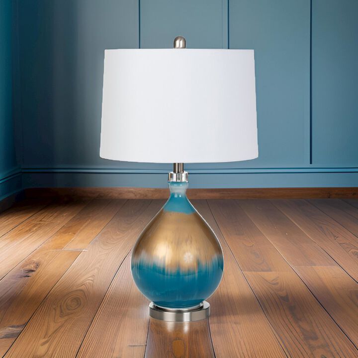 Lux Lighting Jasmine 27 Gold/Blue Glass Table Lamp, (Set of 2)