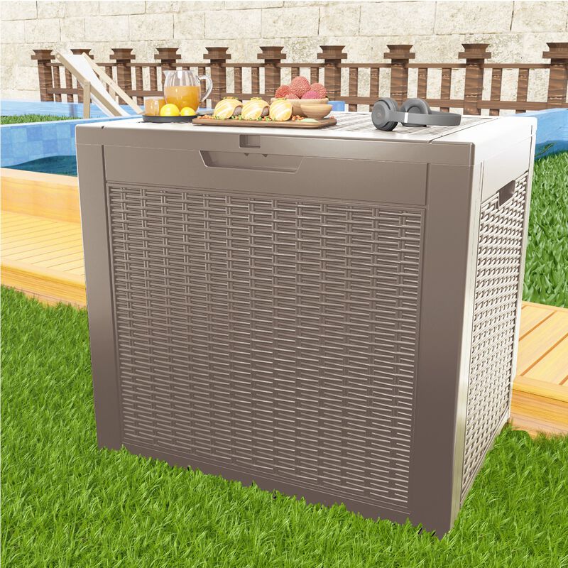 Mondawe 31 GAL Rattan Deck Boxes for Outdoor Storage with Side Handles