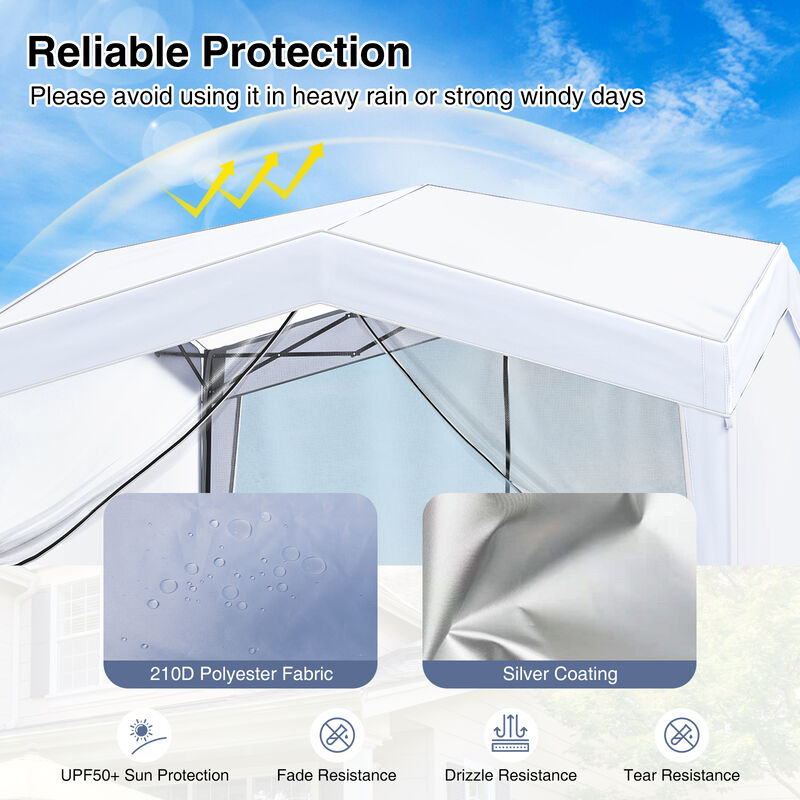 Outdoor Pop Up Canopy Tent  with 4 Mesh Sidewalls and Wheeled Carry Bag image number 6