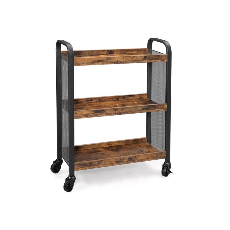 Rustic Brown Rolling Cart Slim Kitchen Cart for Narrow Spaces, Easy Assembly with Casters for Kitchen and Bathroom
