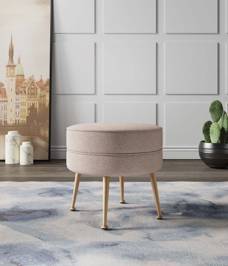 Bailey Cream and Gold Ottoman