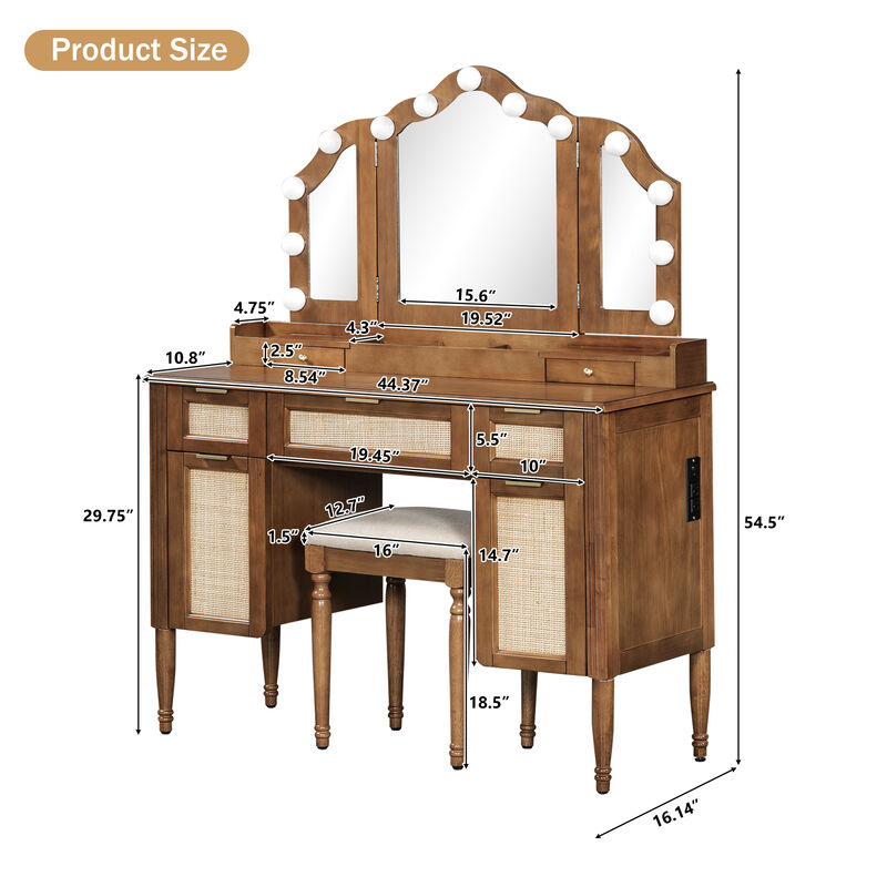 Merax Bohemian Hollywood LED Makeup Vanity Table image number 6