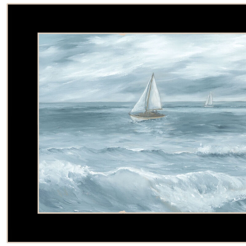 HomeRoots Three Sailboats Ocean Scene Black Framed Wall Art image number 3