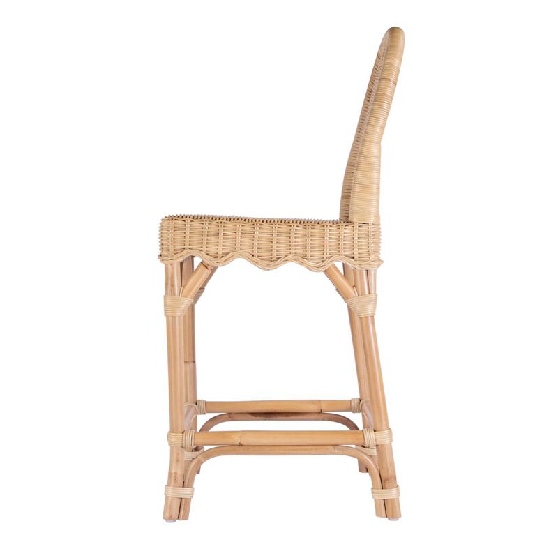 Butler Specialty Flora Rattan 24" Scalloped Edge Counter Stool, Light Brown image number 4