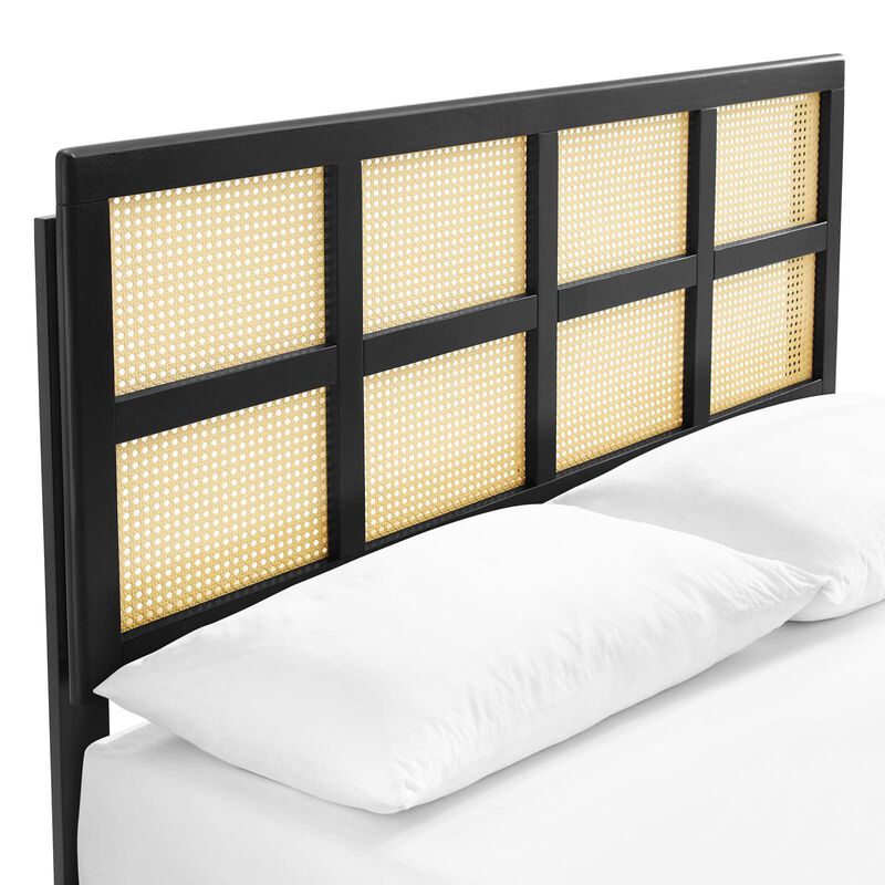 Modway - Sidney Cane and Wood King Platform Bed with Splayed Legs image number 5