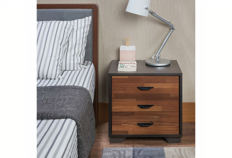 Solid Wood 3-Drawer Nightstand – Rustic Bedside Table with Storage