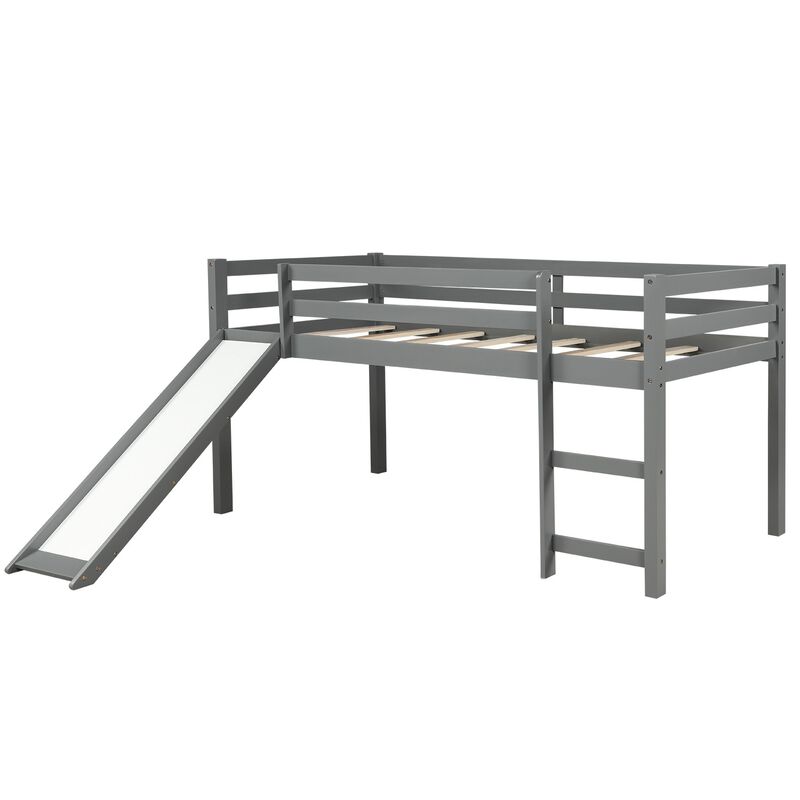 Durable Low Loft Bed with Slide &ndash; Playful Twin Frame with Built-In Ladder image number 0