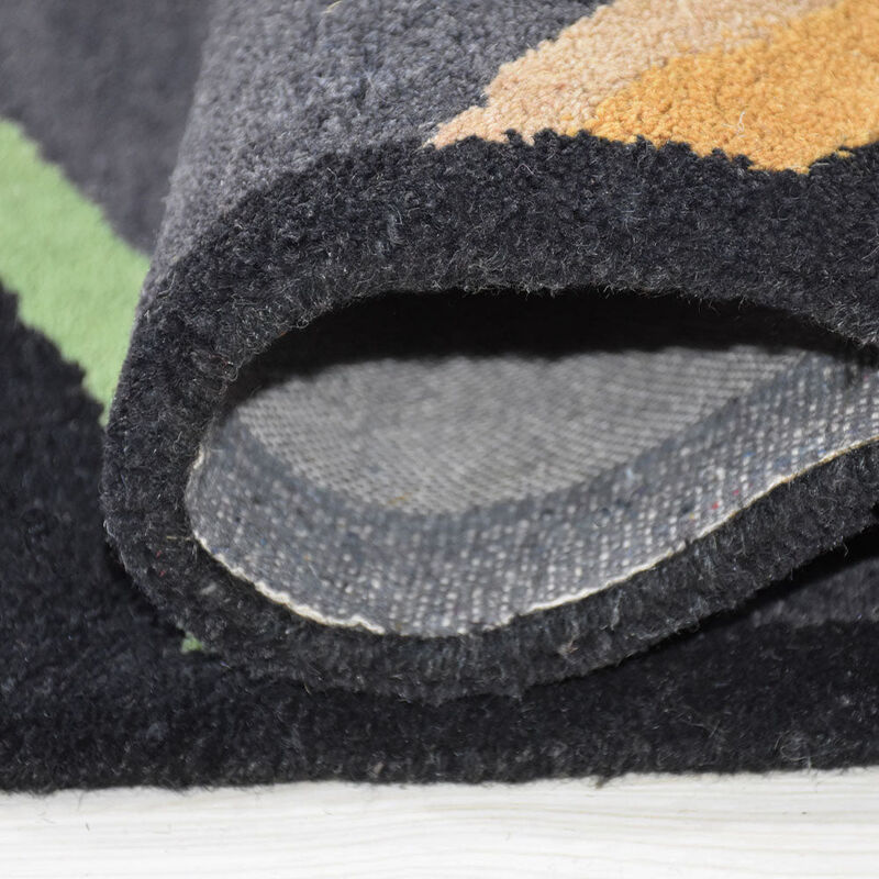 RUGSOTIC CARPETS HAND TUFTED WOOL ECO-FRIENDLY AREA RUGS  - 4'x6', Rectangle Shape, Charcoal, Contemporary Modern Design, High Pile Handmade Anti Skid Area Rugs for Living Room, Bed Room (K00693)