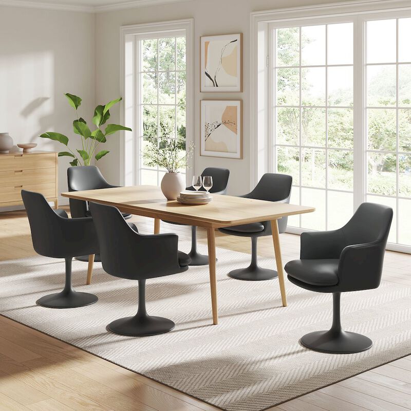 Lippa Swivel Dining Vegan Leather Armchair image number 7