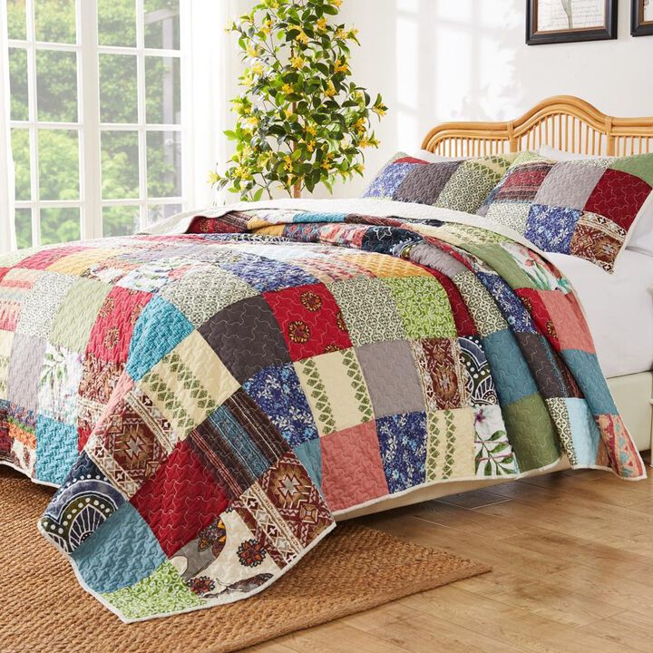 Greenland Home Fashions Renee Upcycle Luxurious Comfortable 2 Pieces Quilt Set Multicolor Twin