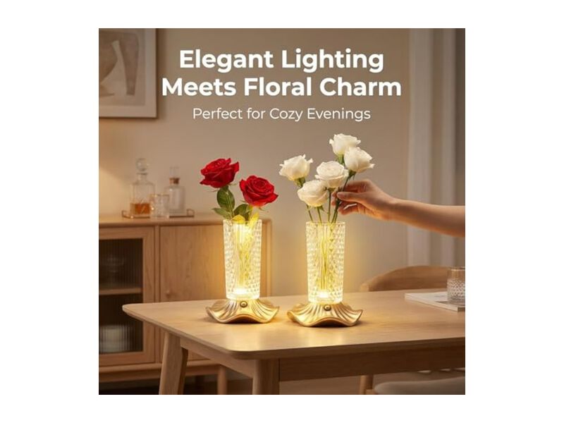Rechargeable Cordless Touch Control Crystal Table Lamp For Bedroom Patio Outdoor image number 2