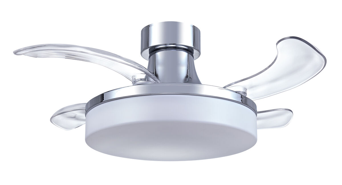 Fanaway Mya 36" Retractable Blade Ceiling Fan with Light and Remote, Modern Fandelier Ceiling Fan, Patented Design Technology, Stronger Thicker Blades, Chrome