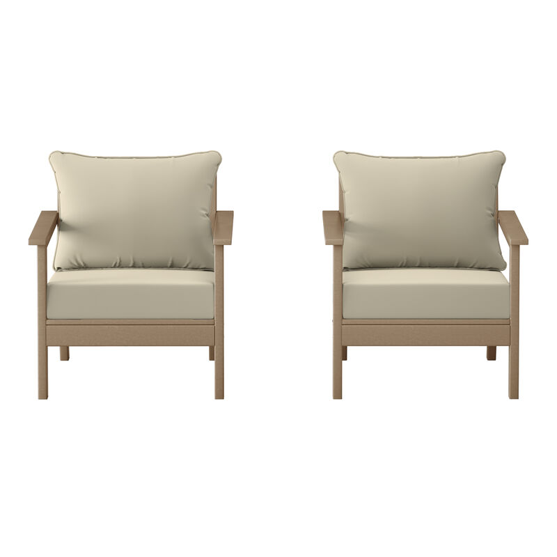 WestinTrends Outdoor Modern HDPE Patio Club Chairs with Deep Seat Cushions (Set of 2) image number 0