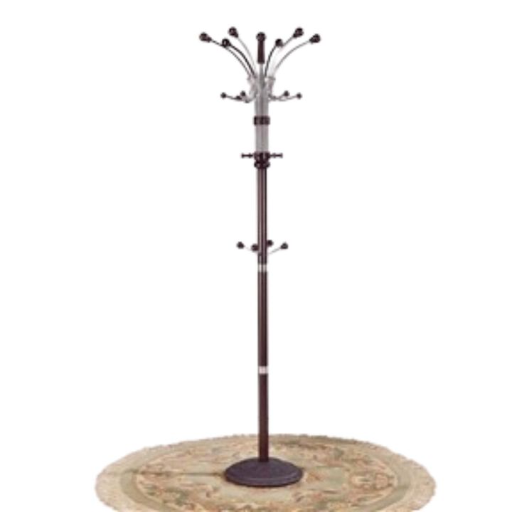 Hivvago Wood and Metal Coat Rack Hat Stand with Hooks on Top and Middle