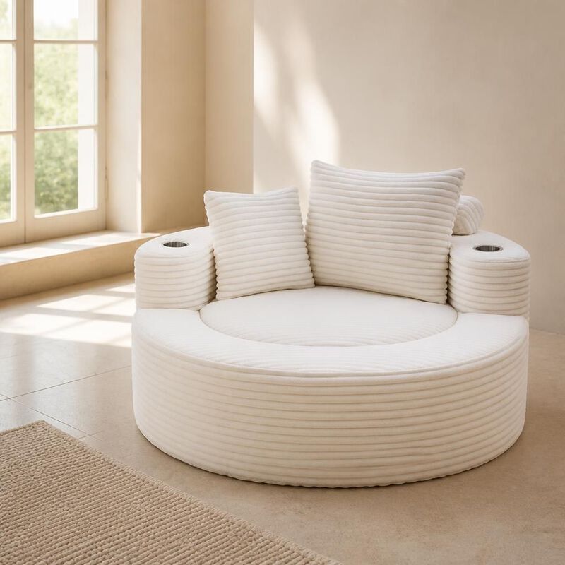 GOODSILO Round Multi-functional Memory Foam Sectional Cloud Sofa Bed Suitable for Small Living Spaces, Apartments and Home Offices image number 3