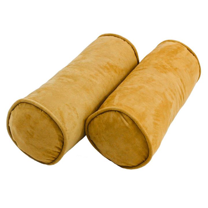 Blazing Needles 20-inch by 8-inch Double-corded Solid Microsuede Bolster Pillows with Inserts (Set of 2)  9814-CD-S2-MS-LM