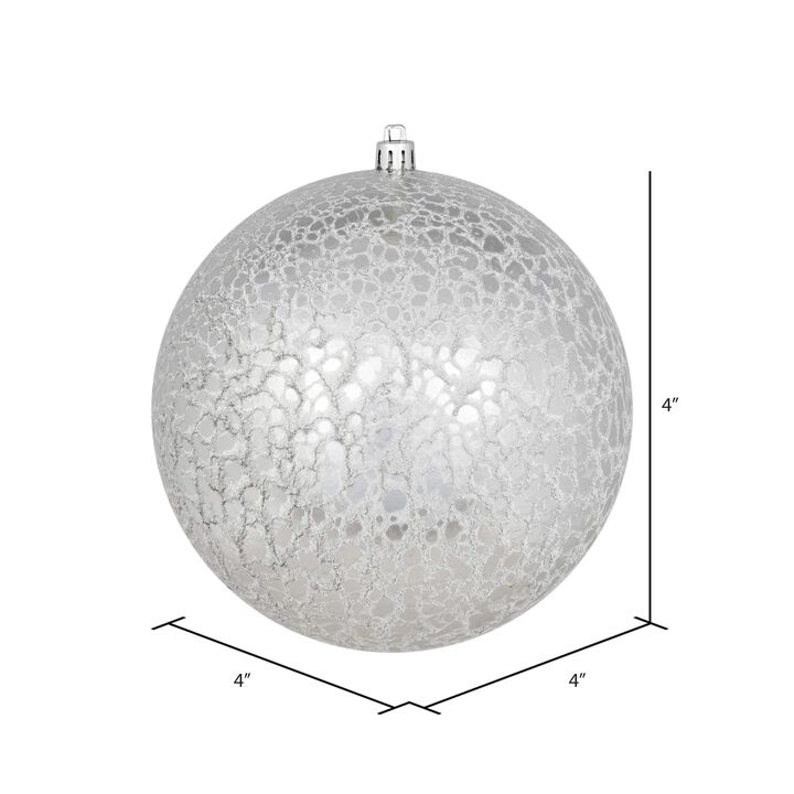 Silver Crackle Ball Ornament 6/Bag