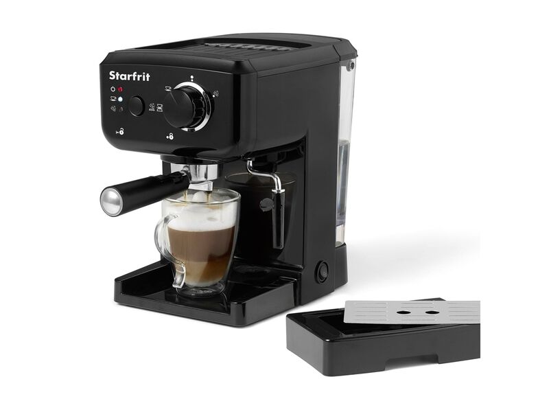 Starfrit - Espresso and Cappuccino Coffee Machine, Includes Rotating Steam Nozzle and Milk Frother, Black image number 6