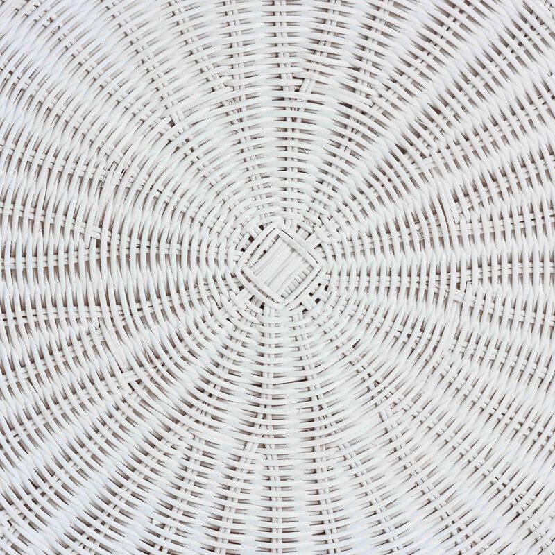 bali & pari Palm Bohemian White Scalloped Rattan End Table