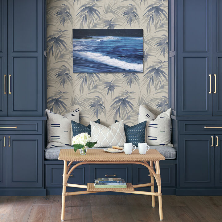 Darlana Blue Grasscloth Wallpaper