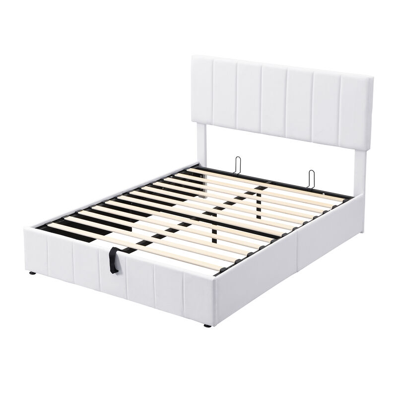 Merax Upholstered Platform bed with a Hydraulic Storage System