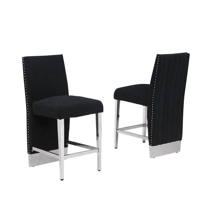 Best Quality Furniture Luxe Black boucle counter height chairs - Set of 2