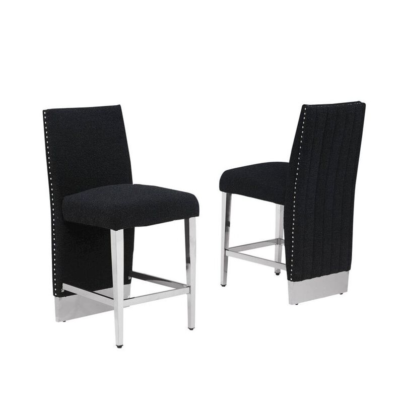 Best Quality Furniture Luxe Black boucle counter height chairs - Set of 2