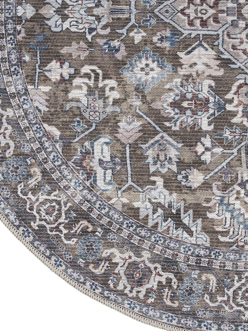 Machine Washable Series 1 SR104 Olive 5'3" x Round Rug