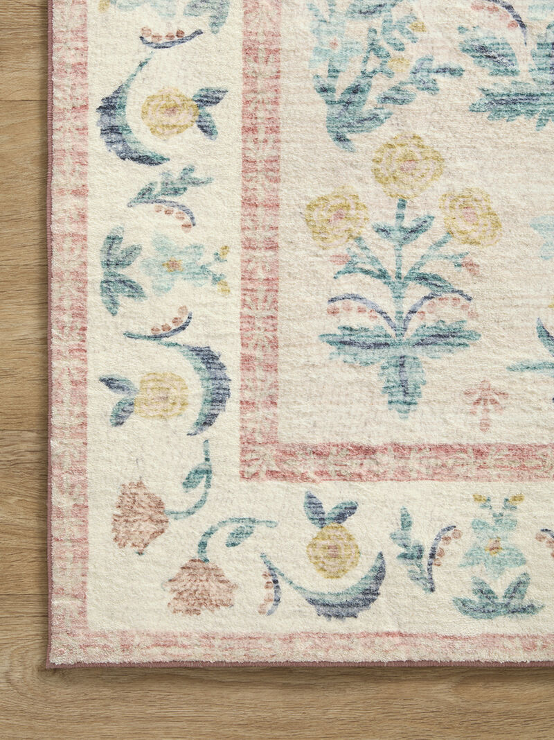 Eden EDE01 Mughal Rose Blush 7'6" x 9'6" Rug by Rifle Paper Co. x Loloi