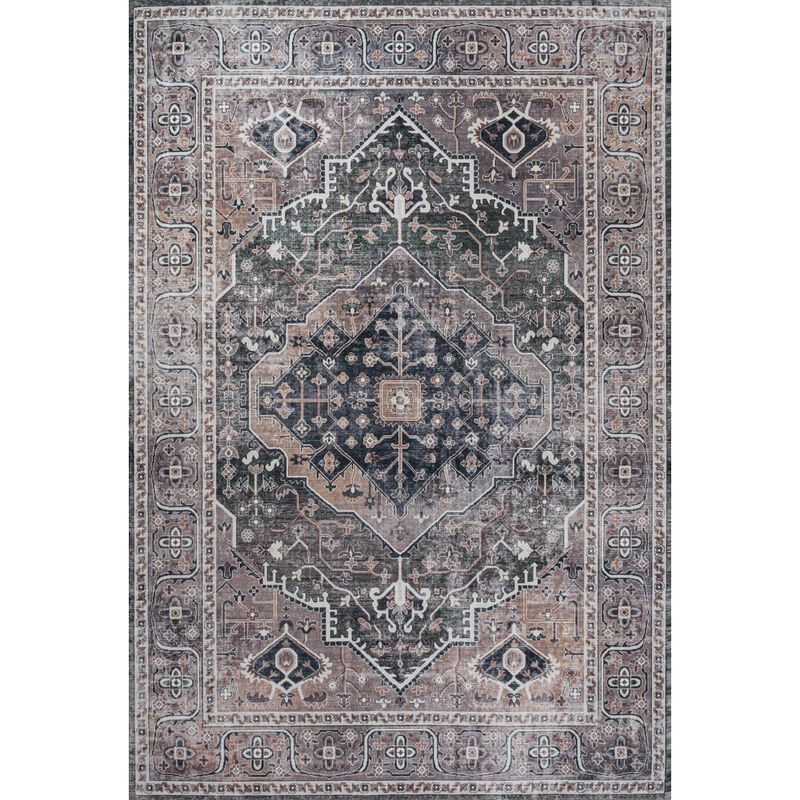 Alacati Ogee Medallion Washable Indoor/Outdoor Area Rug